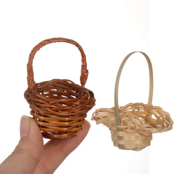 4 buc. Mini coș cu legume, 6 stiluri, cadru drăguț din ratan pentru 1/12 case de păpuși țesute manual, decorare în miniatură