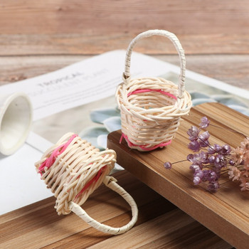 4 buc. Mini coș cu legume, 6 stiluri, cadru drăguț din ratan pentru 1/12 case de păpuși țesute manual, decorare în miniatură