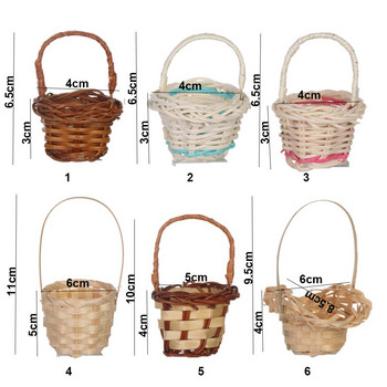 4 buc. Mini coș cu legume, 6 stiluri, cadru drăguț din ratan pentru 1/12 case de păpuși țesute manual, decorare în miniatură