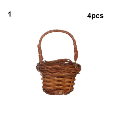 4 buc. Mini coș cu legume, 6 stiluri, cadru drăguț din ratan pentru 1/12 case de păpuși țesute manual, decorare în miniatură