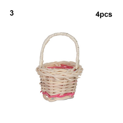 4 buc. Mini coș cu legume, 6 stiluri, cadru drăguț din ratan pentru 1/12 case de păpuși țesute manual, decorare în miniatură