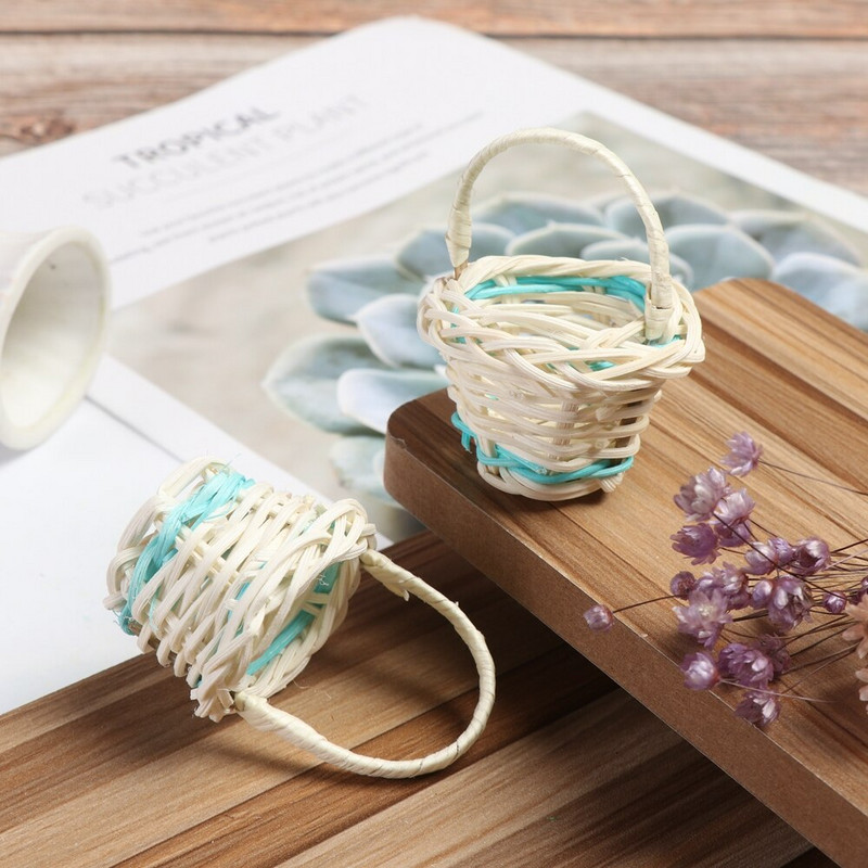 4 buc. Mini coș cu legume, 6 stiluri, cadru drăguț din ratan pentru 1/12 case de păpuși țesute manual, decorare în miniatură