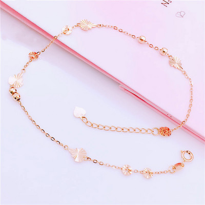 Дамска гривна за глезен с мъниста и листя