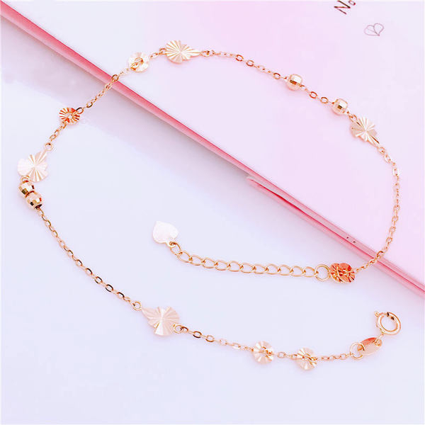 Дамска гривна за глезен с мъниста и листя