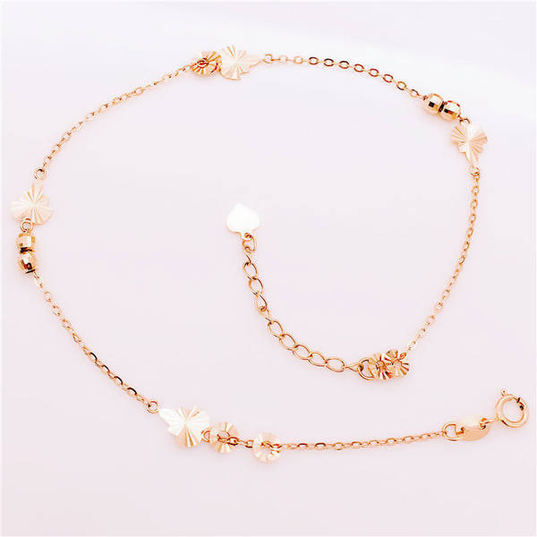 Дамска гривна за глезен с мъниста и листя