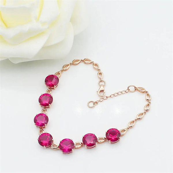 Naiste elegantne roosade kivikestega käevõru