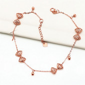 Дамска гривна за глезен с мъниста и панделка