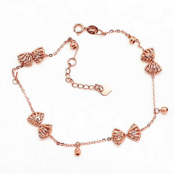 Дамска гривна за глезен с мъниста и панделка