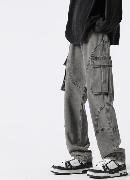 Ανδρικό τζιν casual με πλαϊνή τσέπη