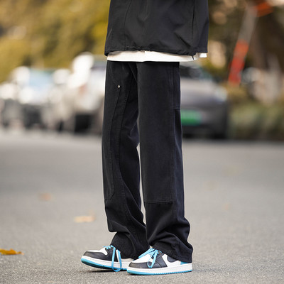 Ανδρικό casual τζιν με φαρδύ σχέδιο με κορδόνια