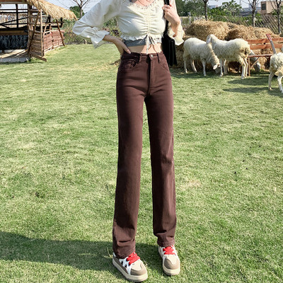 Γυναικείο ελαστικό τζιν με φαρδύ ίσιο πόδι