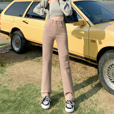 Γυναικείο ελαστικό τζιν με φαρδύ ίσιο πόδι