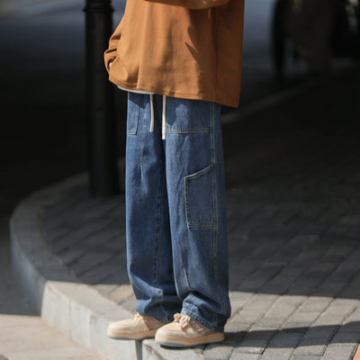 Blugi retro bărbați cu șireturi model lat