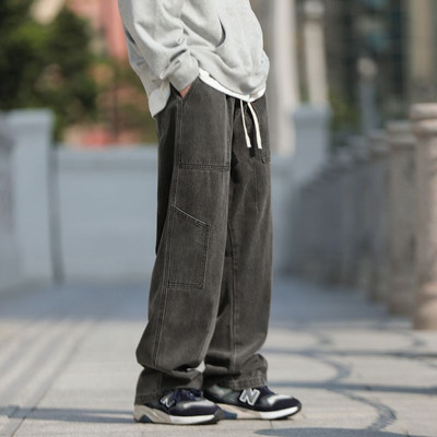 Blugi retro bărbați cu șireturi model lat