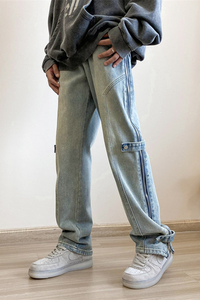 Sinist värvi vabaaja meeste teksad - sirge mudel