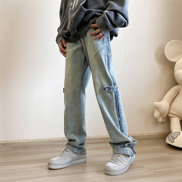 Sinist värvi vabaaja meeste teksad - sirge mudel