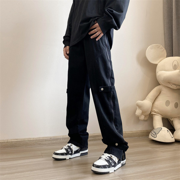 Sinist värvi vabaaja meeste teksad - sirge mudel