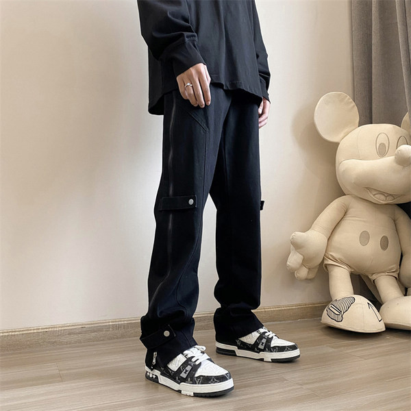 Sinist värvi vabaaja meeste teksad - sirge mudel