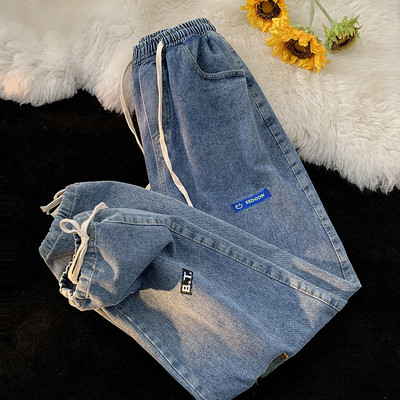 Ανδρικό τζιν casual με λογότυπα