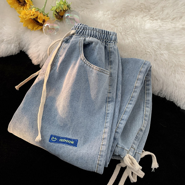 Ανδρικό τζιν casual με λογότυπα