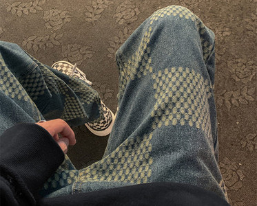 Muške traperice širokih nogavica na kockice