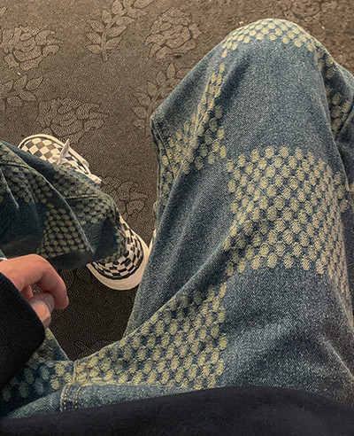 Muške traperice širokih nogavica na kockice