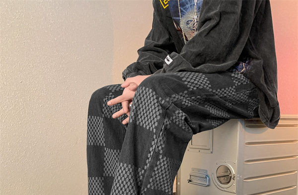 Muške traperice širokih nogavica na kockice