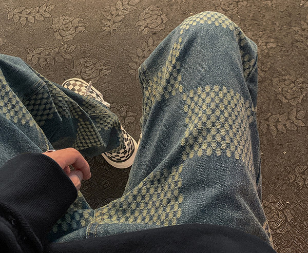 Muške traperice širokih nogavica na kockice