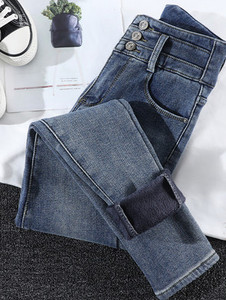 Ženske traperice visokog struka s postavom