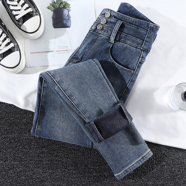 Ženske traperice visokog struka s postavom