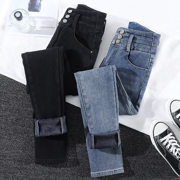 Ženske traperice visokog struka s postavom