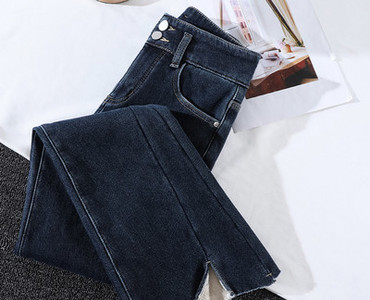 Blugi de dama cu buzunar si fanta