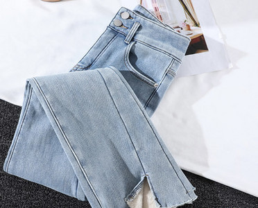 Blugi de dama cu buzunar si fanta