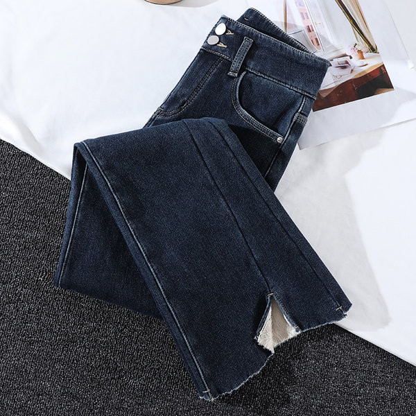 Blugi de dama cu buzunar si fanta