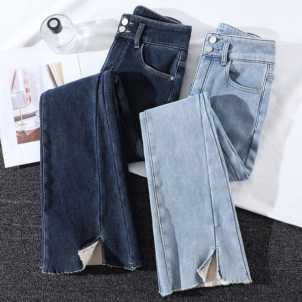 Blugi de dama cu buzunar si fanta