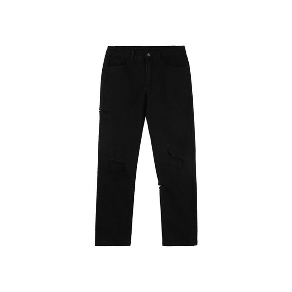 Muške crne poderane traperice s uzorkom