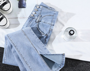 Γυναικείο casual τζιν - ψηλόμεσο με σκίσιμο