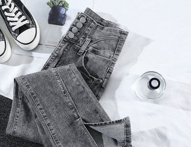 Γυναικείο casual τζιν - ψηλόμεσο με σκίσιμο