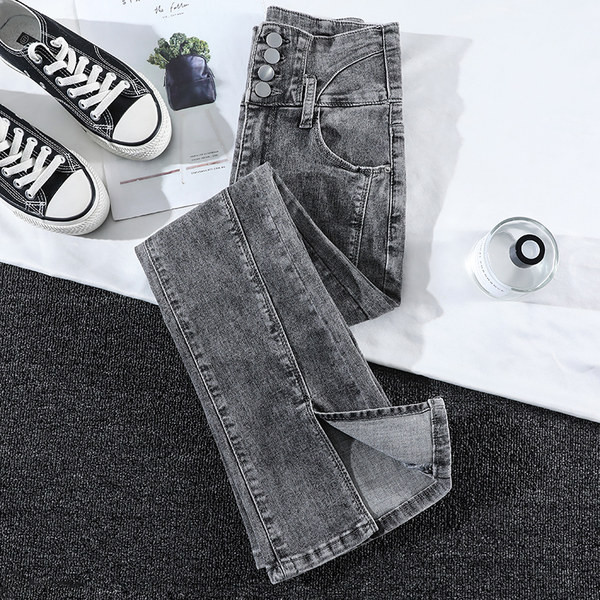 Γυναικείο casual τζιν - ψηλόμεσο με σκίσιμο