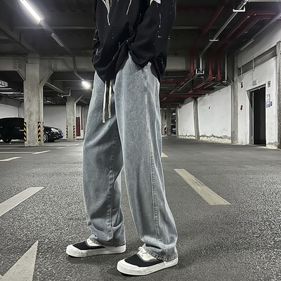 Ανδρικό τζιν φαρδύ μοντέλο με κορδόνια