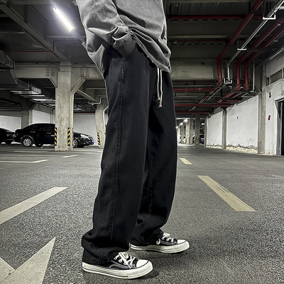 Ανδρικό τζιν φαρδύ μοντέλο με κορδόνια