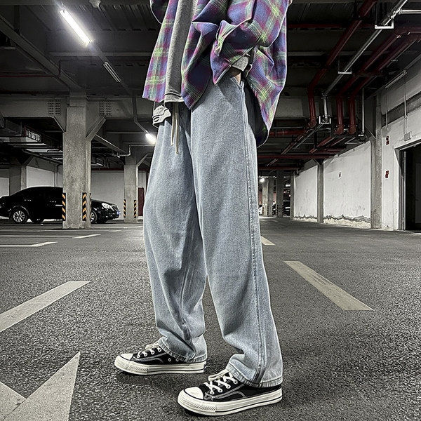 Ανδρικό τζιν φαρδύ μοντέλο με κορδόνια