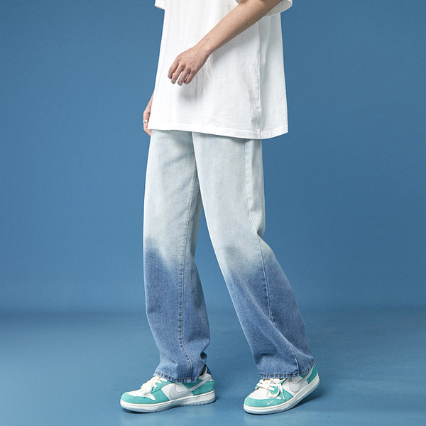 Ανδρικό τζιν casual με ιριδίζοντα χρώματα