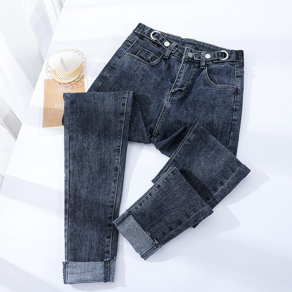 Naiste vabaaja kõrge vöökohaga metallist sõrmusteksad