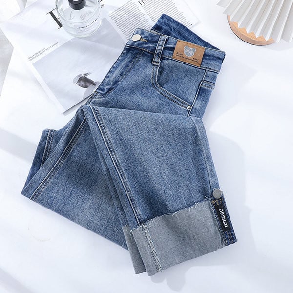 Kõrge vöökohaga sirge säärega teksad