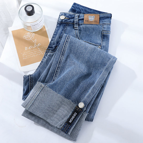 Kõrge vöökohaga sirge säärega teksad