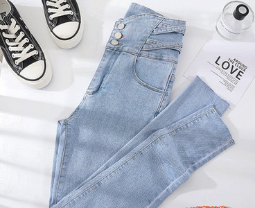 Naiste vabaaja teksad kõrge vöökohaga saleda mudeliga