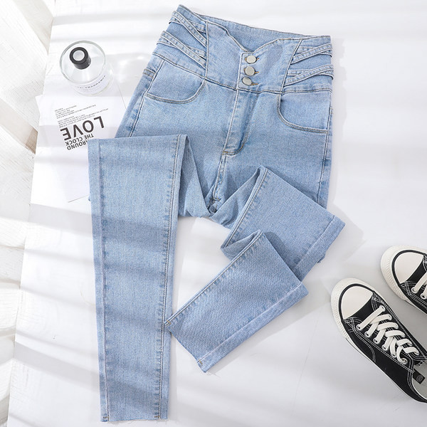 Naiste vabaaja teksad kõrge vöökohaga saleda mudeliga