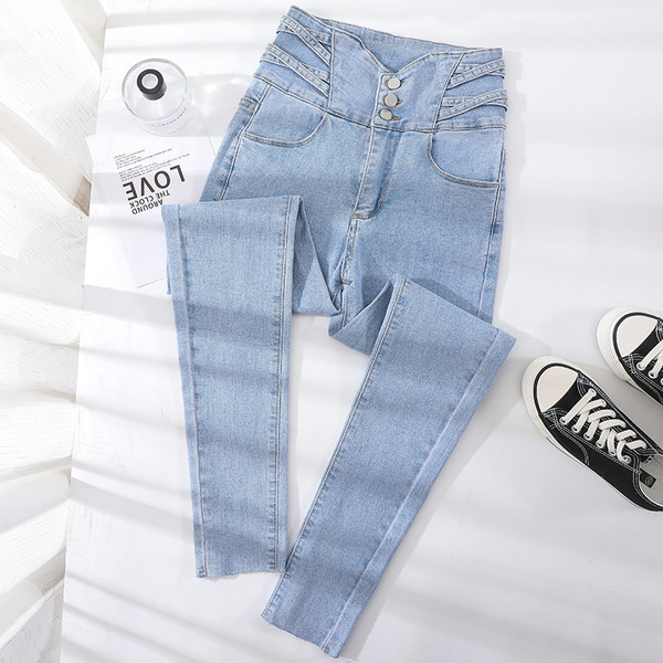 Naiste vabaaja teksad kõrge vöökohaga saleda mudeliga