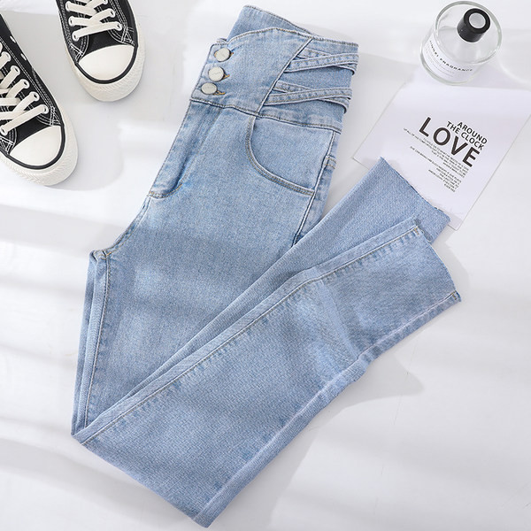 Naiste vabaaja teksad kõrge vöökohaga saleda mudeliga